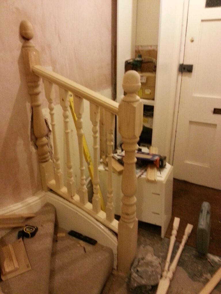 Replacing Spindles & Banister At The Foot Of The Stairs