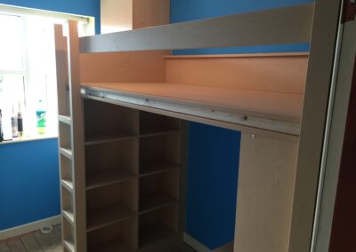 high sleeper bed with desk and wardrobe almost finished