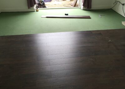 laminate flooring installation in progress
