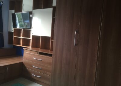 Cabin Bed Complete With Corner Wardrobe And Open Shelf TV Unit