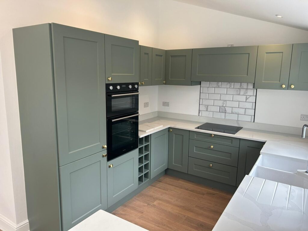 custom built kitchen units - green