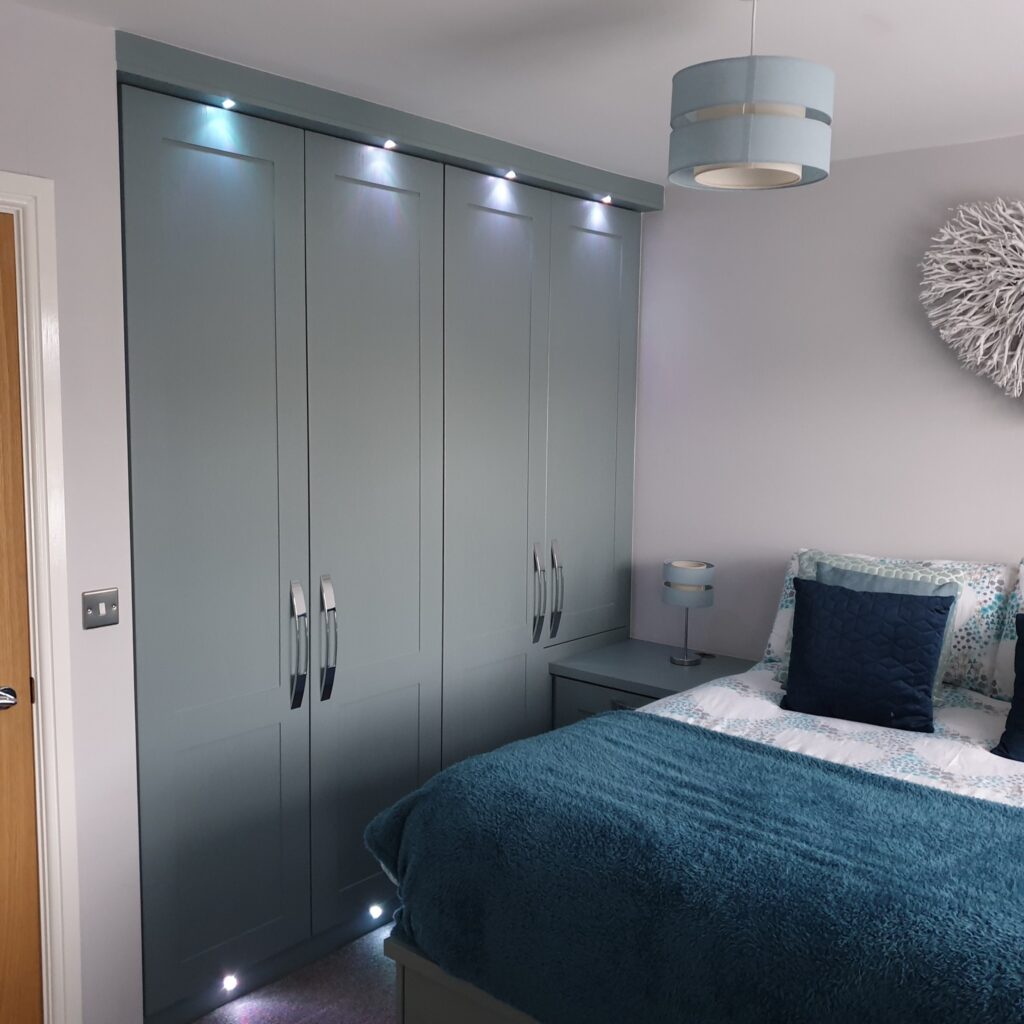 light grey wardrobe with downlights 2